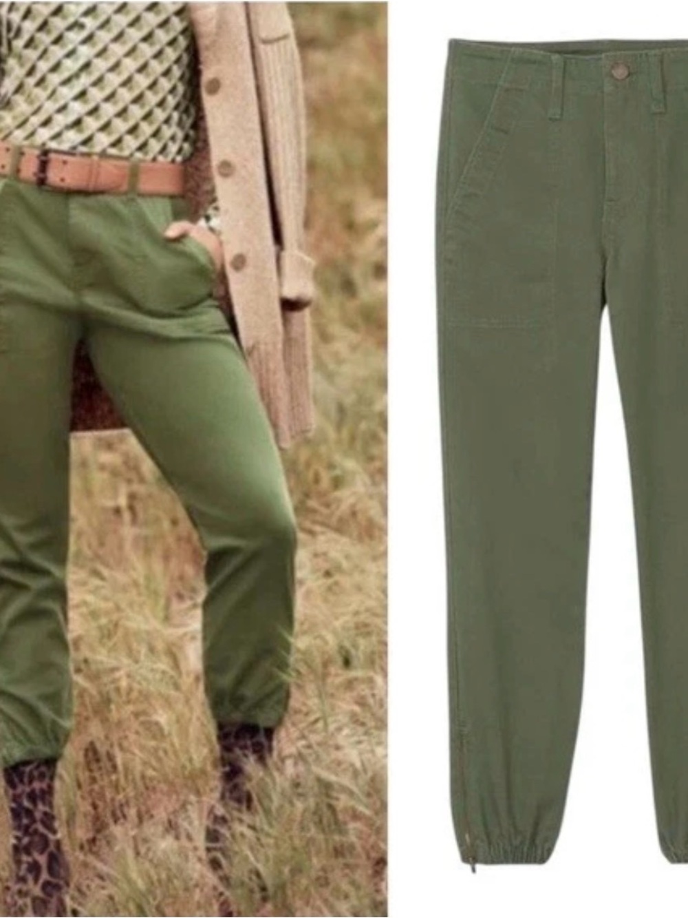 CAbi Olive Green compass jogger pants size 6